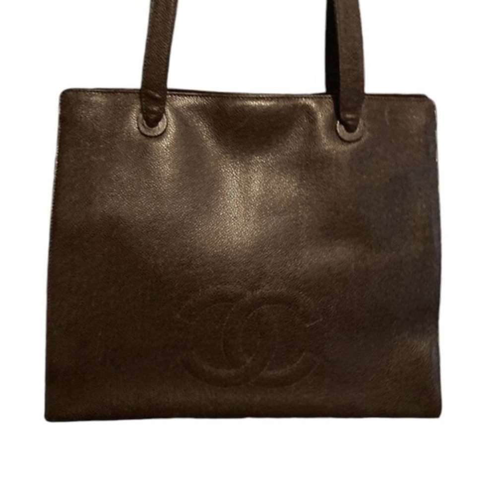 Chanel XXL vintage brown caviar leather RARE cc tote bag purse